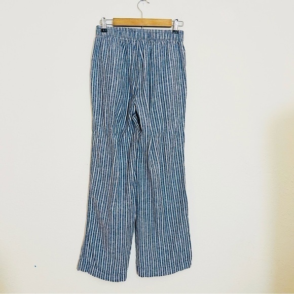 BRIGGS Linen Blend Pull-On Striped Wide Leg Pants Small Blue/White Pockets - Picture 4 of 10